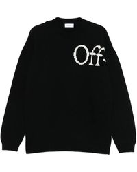 Off-White c/o Virgil Abloh - Bookish Shared Knit Crewneck Sweater With Jacquard Logo - Lyst
