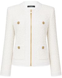 Balmain - Bouclé Zip-Up Jacket - Lyst