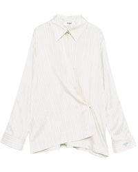 Fendi - Pinstripe Wrap-Tie Blouse - Lyst