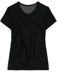 Y's Yohji Yamamoto - T-Shirt Mit Drapiertem Einsatz - Lyst