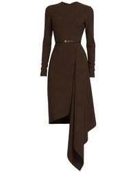 Elie Saab - Belted Draped Midi Dress - Lyst