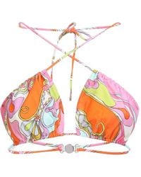 PUCCI - Abstract-Print Halterneck Bikini Top - Lyst