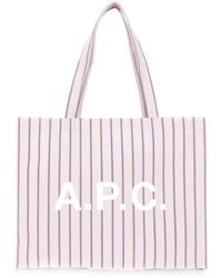A.P.C. - Diane Logo-Print Striped Tote Bag - Lyst