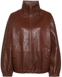 Sandro - Zip-Up Leather Jacket - Lyst