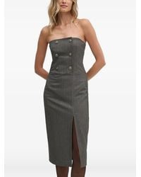 Sisley - Pinstriped Strapless Midi Dress - Lyst