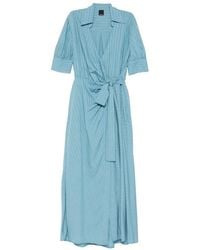 Pinko - Striped Tie-Waist Maxi Shirt Dress - Lyst