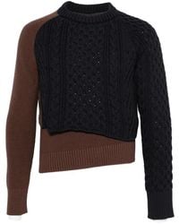 Sacai - Cable-Knit Panelled Sweater - Lyst