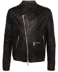 Giorgio Brato - Crinkled Leather Biker Jacket - Lyst