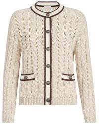 Brunello Cucinelli - Soft Virgin Wool And Cashmere Diamond Yarn Cable-Knit Cardigan - Lyst