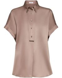 Brunello Cucinelli - Monili-Embellished Silk Shirt - Lyst
