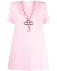Area - ビジュートリム Vネックミニドレス - Lyst