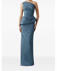 Teri Jon - Metallic-Jacquard Peplum Gown - Lyst