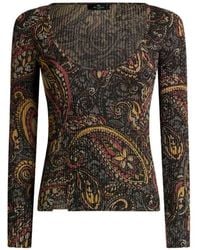 Etro - Ribbed Sweater With Floral Paisley Motif - Lyst