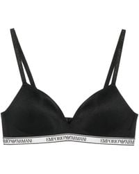 Emporio Armani - Logo-Tape Triangle Bra - Lyst
