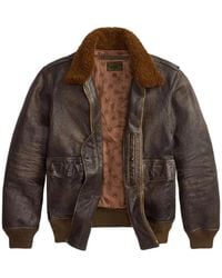 RRL - Shearling-Collar Leather Jacket - Lyst