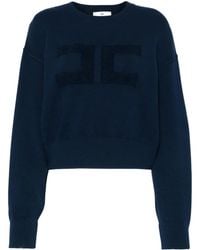 Elisabetta Franchi - Logo-Embroidered Cropped Sweatshirt - Lyst