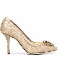Dolce & Gabbana - Logo-plaque Pointed-toe Pumps - Lyst