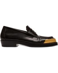 Balmain - Square-Toe Leather Loafers - Lyst