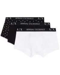 Armani Exchange - Logo-waistband Cotton Boxers (pack Of Three) - Lyst