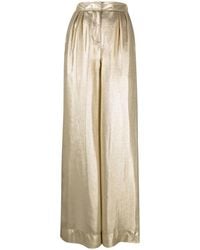 Alberta Ferretti - Metallic-Finish Wide-Leg Trousers - Lyst