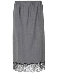 Semicouture - Becka Lace-Trim Pleated Midi Skirt - Lyst