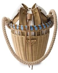 Prada - Mini Wicker Bucket Bag - Lyst