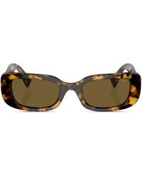 Miu Miu - Tortoiseshell-effect Rectangle-frame Sunglasses - Lyst