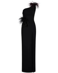 IMROSKA - Vestido Largo 16 Con Detalle De Pluma - Lyst