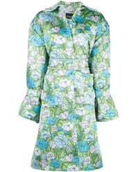 Quinn - Floral-Print Belted Flared Dress - Lyst