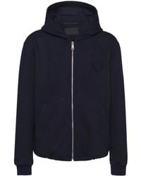 Prada - Wool Blend Zipper Hoodie - Lyst