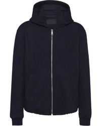 Prada - Reißverschluss-kapuzenpullover Aus Einem Wollgemisch - Lyst