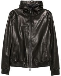 SERGIO MORETTI FIRENZE - Hooded Leather Jacket - Lyst