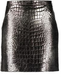 Tom Ford - Croc-effect Metallic Leather Miniskirt - Lyst