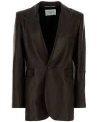 Saint Laurent - Leather Single-Breasted Blazer - Lyst