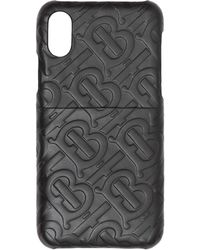 Burberry Monogram Leather Iphone X/xs Case - Black