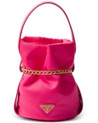 Prada - Petit Sac Noir Mini Re-Nylon And Nappa Leather Bucket Bag - Lyst