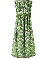 La DoubleJ - Schulterfreies Filter Midikleid mit Palmen-Print - Lyst