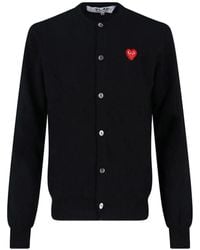 COMME DES GARÇONS PLAY - Rhinestone-Embellished Heart-Patch Cardigan - Lyst