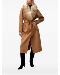 Poche Paris - Fur Collar Belted Jacket - Lyst