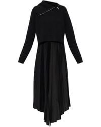 AllSaints - Jax Zip-Detail Pleated Midi Dress - Lyst