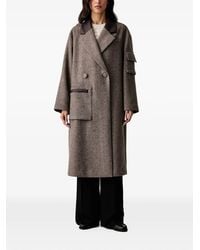 ARMANI EXCHANGE - Herringbone-Pattern Double-Breasted Coat - Lyst