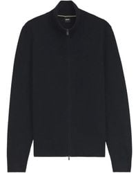 BOSS - Zip-Up Cotton Sweater - Lyst