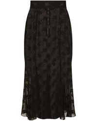 Dolce & Gabbana - Dg-Logo Satin Midi Skirt - Lyst