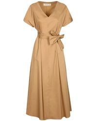 Blanca Vita - Belted V-Neck Midi Dress - Lyst