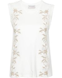 ERMANNO FIRENZE - Floral-lace Sleeveless T-shirt - Lyst