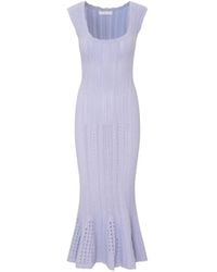LoveShackFancy - Tayleen Pointelle-Knit Fluted Midi Dress - Lyst