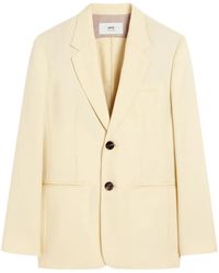 Ami Paris - Halbgefütterte Jacke Aus Gelber Wolle - Lyst