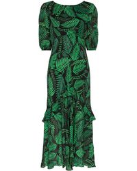 RIXO London Jurk Met Tropische Print - Groen