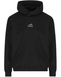 Balenciaga - Logo-Print Kangaroo-Pocket Hoodie - Lyst