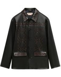 Marni - Veste En Cuir Avec Devant Clouté - Lyst